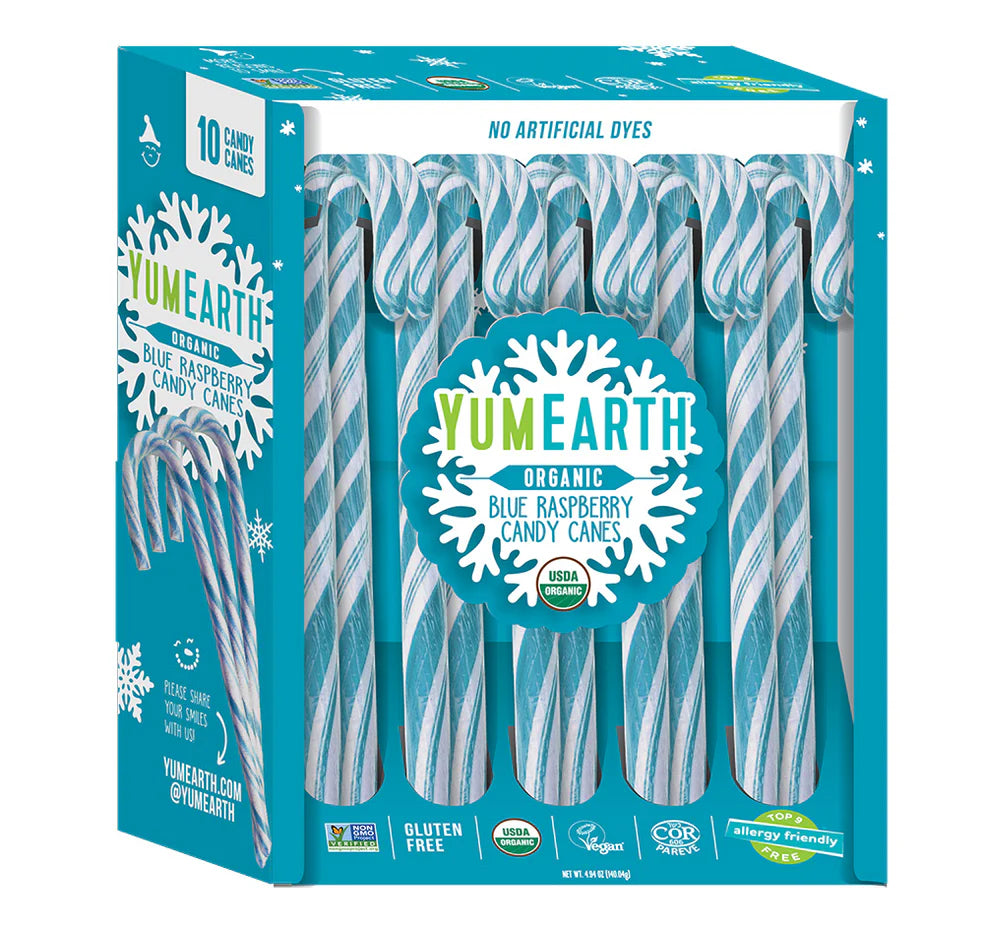 Yum Earth - Organic Blue Raspberry Holiday Candy Canes