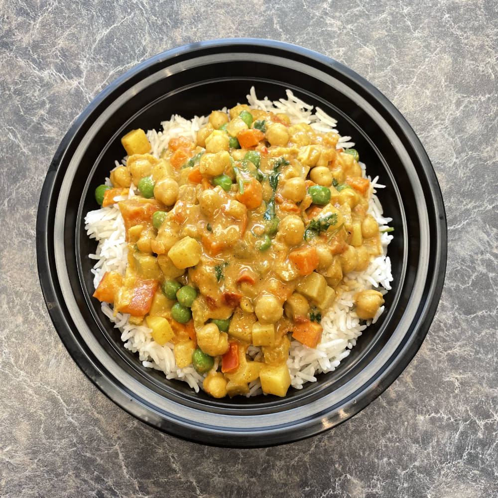 Meal - Vegetable Chickpea Curry on Coconut Rice
